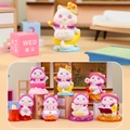 Set of 7 cute cat figurines in pastel colors with magical crowns and robes - Energetic Meow Cat Wizard (Whole Box)