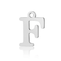 Polished silver stainless steel letter F pendant with a top ring for DIY jewelry making - Letter F(LA060-Fx5)