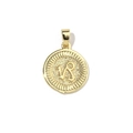 Detailed close-up of 18k gold-plated Capricorn zodiac pendant with sun-ray texture edges - Capricorn