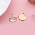 Pink and white gradient shell pendant in golden alloy for DIY jewelry making - Pink Shell 13x13mm