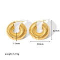 Golden hollow croissant hoop earrings in 18k plated stainless steel with 32mm height - Croissant Textured Hoop Large (HF-E3110-Gold Large)