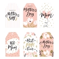 Set di 6 etichette regalo per la Festa della Mamma con cuori floreali e scritte oro - Stile Rosa E Bianco HAPPY Mother's DAY / Set