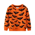 Sweat-shirt d'Halloween orange pour garçons avec motifs de chauves-souris noires et col rond - 2T (80-90cm) / Style Imprimé Chauve-souris Intégral (3290)