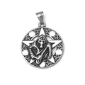 Silberner Edelstahl-Anhänger mit Sensenmann im Pentagramm-Stern für Herren - Nur Anhänger (Ohne Kette)