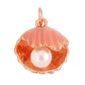 Pink enamel seashell pendant with white pearl in rose gold finish for beach jewelry - Pink Opening Pearl Shell