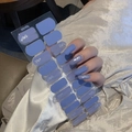 Glittery misty blue nail polish stickers set Y-080 for full manicure styling - Smog Blue Glitter Mica Style (SS-069)