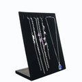 L-shaped black velvet jewelry display stand with hooks for necklaces and pendants - Small Necklace Board Black