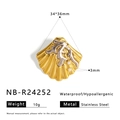 Detail view of shell-shaped stainless steel ring with dimensions 34x36mm and weight 10g - Two-Tone Shell Ring Style (NB-R24252)