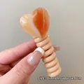 Caramel heart spiral phone line hair tie with amber resin finish, 7cm diameter - Milk Tea [Heart]