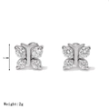 Glimmende zilveren vlinder oorknopjes met zirkonia en schroefsluiting, 5,2 mm hoog - Stijl H Platina