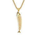 Collana minimalista con pendente a lisca di pesce dorata e catena veneziana in acciaio - Set Collana Oro / Oro