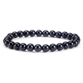 Minimalist 6mm black agate beaded stretch bracelet with a polished high-gloss finish - Black Agate