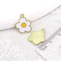 White flower tulip charms with yellow smile face oil drip finish for jewelry making - White Smile Flower (BK1610#)