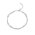 Eleganter S925 Sterling Silber dreilagiger Perlen-Schlangenkettenarmband für Damen - Weißgold