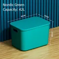 Stackable plastic storage bin in Nordic Green with 42L capacity and lid for home organization - Super Giant (46x34x27cm) / Nordic Green