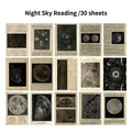 30pcs vintage astronomical themed scrapbook paper set with Moon and Galaxy illustrations - Night Starry Sky