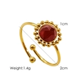 Elegant 14K gold plated stainless steel adjustable ring with a faceted red natural stone - R10-Red Agate