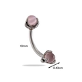 Pink cat eye stone piercing jewelry with silver dragon claw base and 10mm curved bar - Pink (5#)