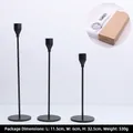 Set of 3 matte black Nordic candlesticks in varying heights with elegant slim metal stems - A807 Matte Black Set
