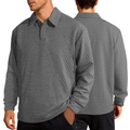 Dunkelgraues Herren-Langarm-Poloshirt aus strukturiertem Strick mit klassischem Kragen - S / Grau