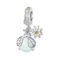 S925 sterling silver firefly bead with yellow zircon and green insect body detail - Firefly And Daisy