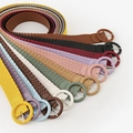 Farbenfrohe geflochtene Ledergürtel mit runden Schnallen für Damen in vielen Farben - Braun / Länge 108 Cm Breite 38 Cm
