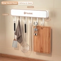 White and gold wall-mounted kitchen hook rack with 7 hooks for utensils 350mm - Hook Rack / White Gold
