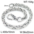 Silver punk skull hip hop waist chain made of heavy duty stainless steel bypass link - Style E Byzantine Square (KK077-Z)
