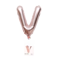Rose gold letter V foil balloon with retail card packaging for birthday party decor - 16" / Rose Gold Letter V (With Backing Card)