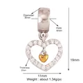 Gold-plated heart pendant charm with white zircon accents for DIY jewelry making - White Gold Heart in Heart / Silver