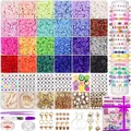 Sieraden maken set met 24 kleuren kleikralen en alfabet bedeltjes voor DIY armbanden - Grote Doos 2