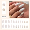 Champagner Gold Glitzer Verlauf Mandel Kunstnägel Set mit vollem Funkelakzent - Champagner Gold Glitzer Kleber Typ (W1076)