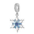Charm fiocco di neve in argento S925 con zirconi blu mare e blu profondo - Fiocco di neve blu