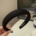 Classic black velvet padded headband with internal handmade label and soft texture - Black Velvet