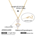 Detailweergave van de afmeting van de druppel en hart zirkoon hanger aan gouden ketting - Waterdruppel Hart Dubbele Hanger Stijl (JDN0212200)
