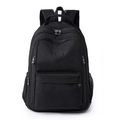 Multi-compartment black nylon backpack for women with water-resistant lightweight fabric - Black