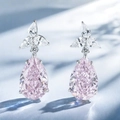 Eleganti orecchini pendenti in argento 925 con cristallo rosa e zirconi brillanti - Rosa Chiaro