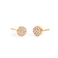 Minimalist round stud earrings in rose gold finish with pave-set shimmering zircon stones - Rose Gold + White