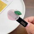 Süße rosa Pfirsich Haarspange mit funkelnden Strasssteinen und goldenem Handschriftzug - Pfirsich