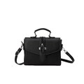 Elegant black square handbag in PU leather with top handle and silver buckle - Black