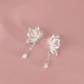 Elegant 925 silver plated butterfly tassel earrings with hollow design and chain drop - Butterfly Tassel Style (A101)