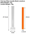 Detailed specs of 25cm orange pillar candle mold in transparent PC plastic material - Flat Top 2.2x25cm