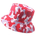 Foldable reversible camo bucket hat in red, white and grey cotton for sun protection - 5.8cm / Red White Gray Camouflage (Color 2)