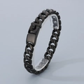 Men's 12mm black stainless steel Cuban link bracelet with rectangular clasp closure - Black