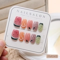 Handgemaakte fruit thema plaknagels met 3D watermeloen en oranje patronen - XS / Fruit Reliëf Stijl (FM049)