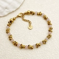 Elegante bracciale in acciaio inossidabile placcato oro con perline rosa chiaro traslucide - Rosa Chiaro