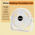 Ventilatore USB bianco da scrivania rotante a 360 gradi con motore silenzioso a 3 velocità - 4 Pollici / Bianco (3 Velocità)
