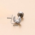 Pendiente de cartílago de luna plateada con micro circonitas y marcas de tamaño - Plata 3#
