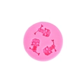 Pink round silicone mold featuring three skull shapes for Halloween cake decoration - 3# Skull / Pink