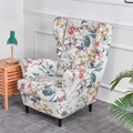 Floral print stretch wingback chair cover with colorful blossoms on a white background - Colorful Summer